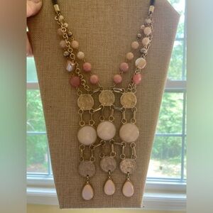 Chico’s Bohemian Artsy Runway Earth Tone Beads Stones Necklace‎ New
